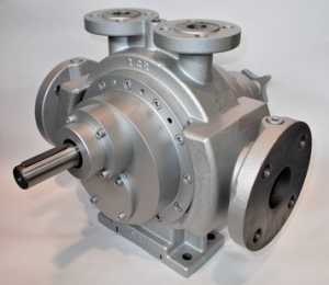 Pompa volumetrica ad ingranaggi Serie CR di Pompe Casali, dotata di camicia di riscaldamento per fluidi ad alta viscosità come bitume e resine.